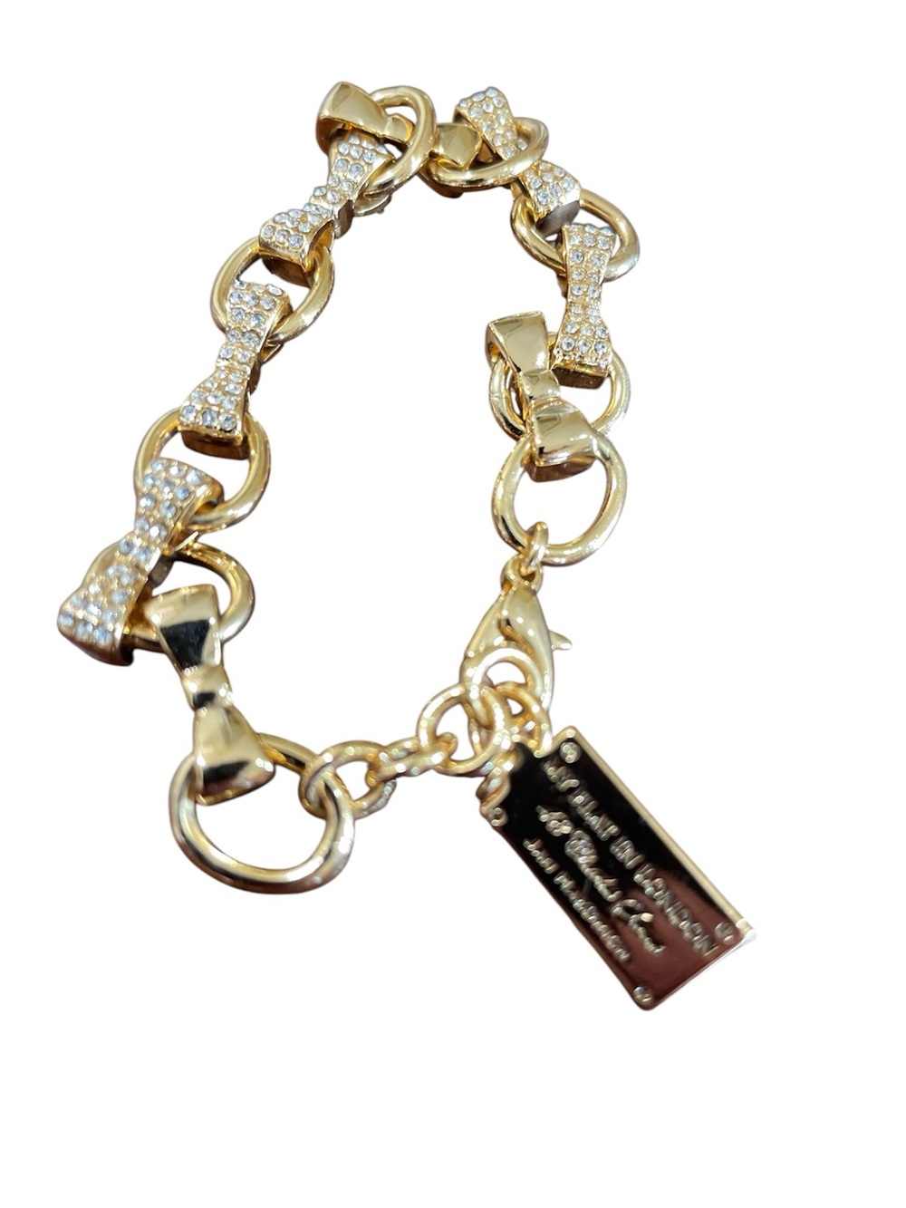 Brighton My Flat in London Gold-Tone Crystal Bow Bracelet Rare Vintage